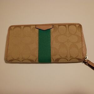 Coach Tan and Green Wallet